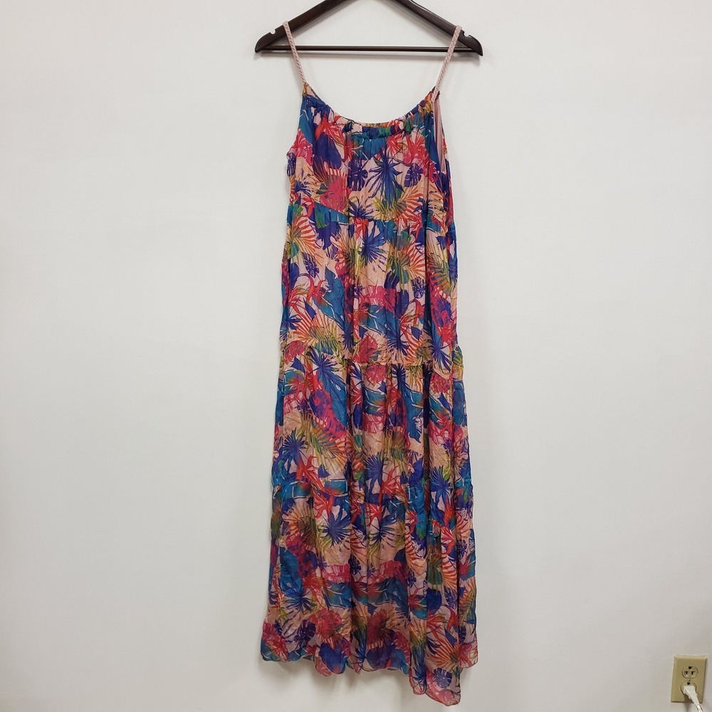 Elena Baldi Womens Silk Tiered Whimsical Fairy Maxi Dress Size M Travel Vacation